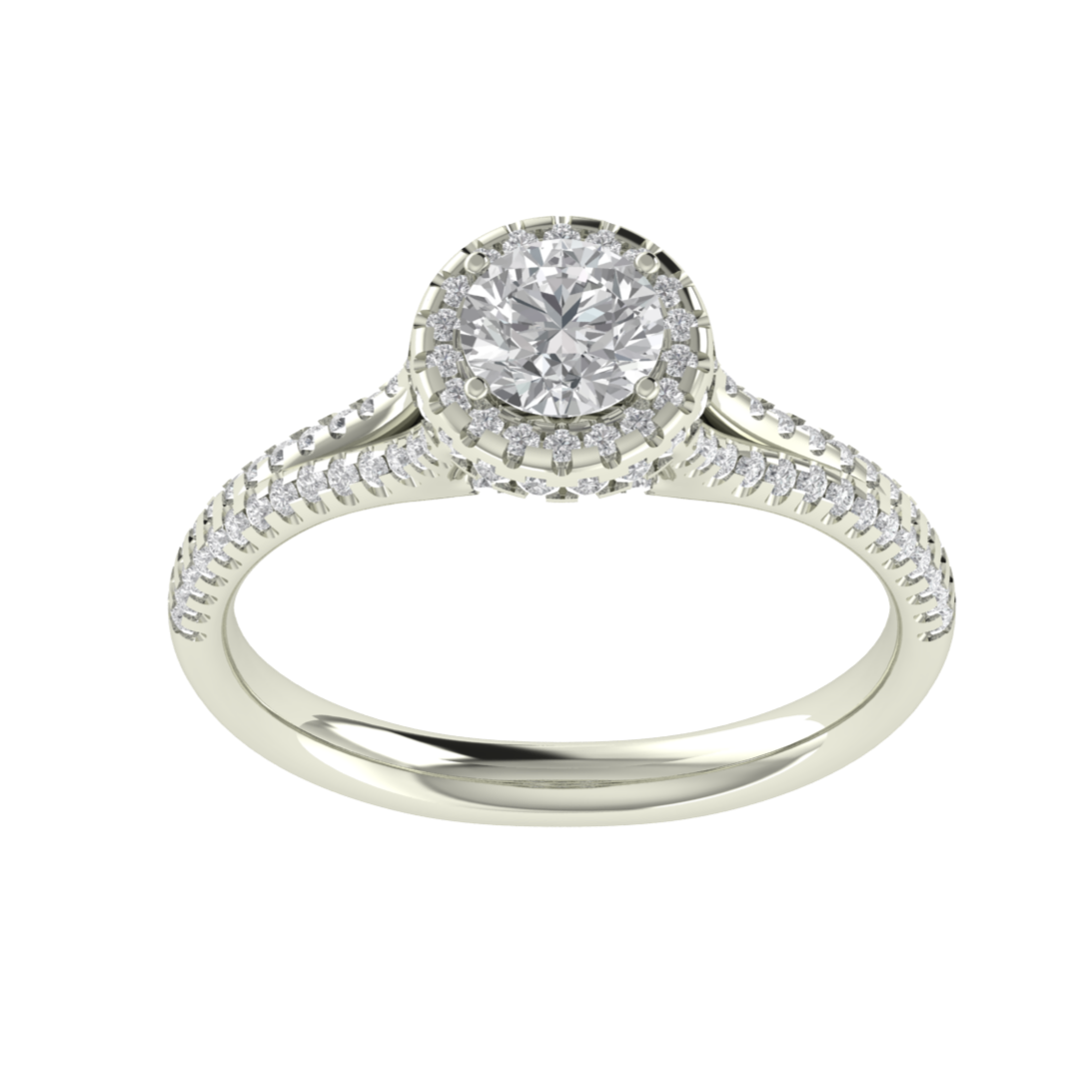 Vintage Inspired Halo Round Cut Moissanite Engagement Ring