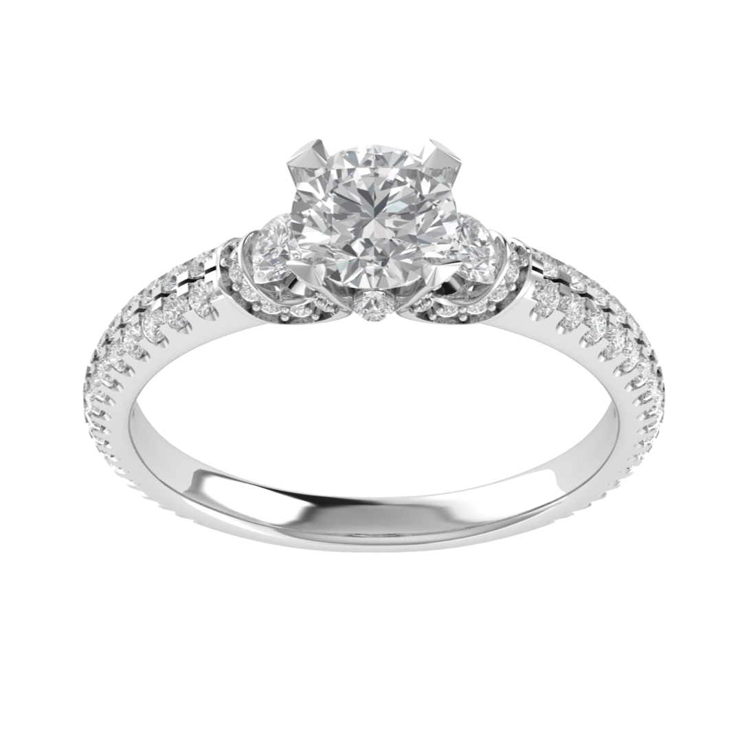 Vintage Style Three Stone Moissainte Engagement Ring