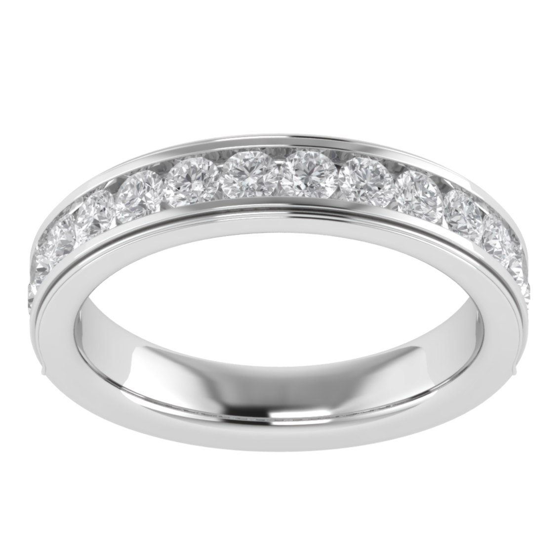 Channel Set Half Eternity Round Cut Moissanite Wedding Ring