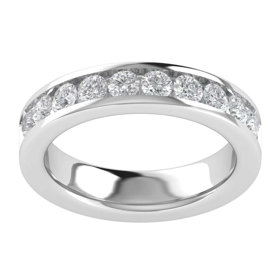 Channel Set Half Eternity Round Cut Moissanite Wedding Ring