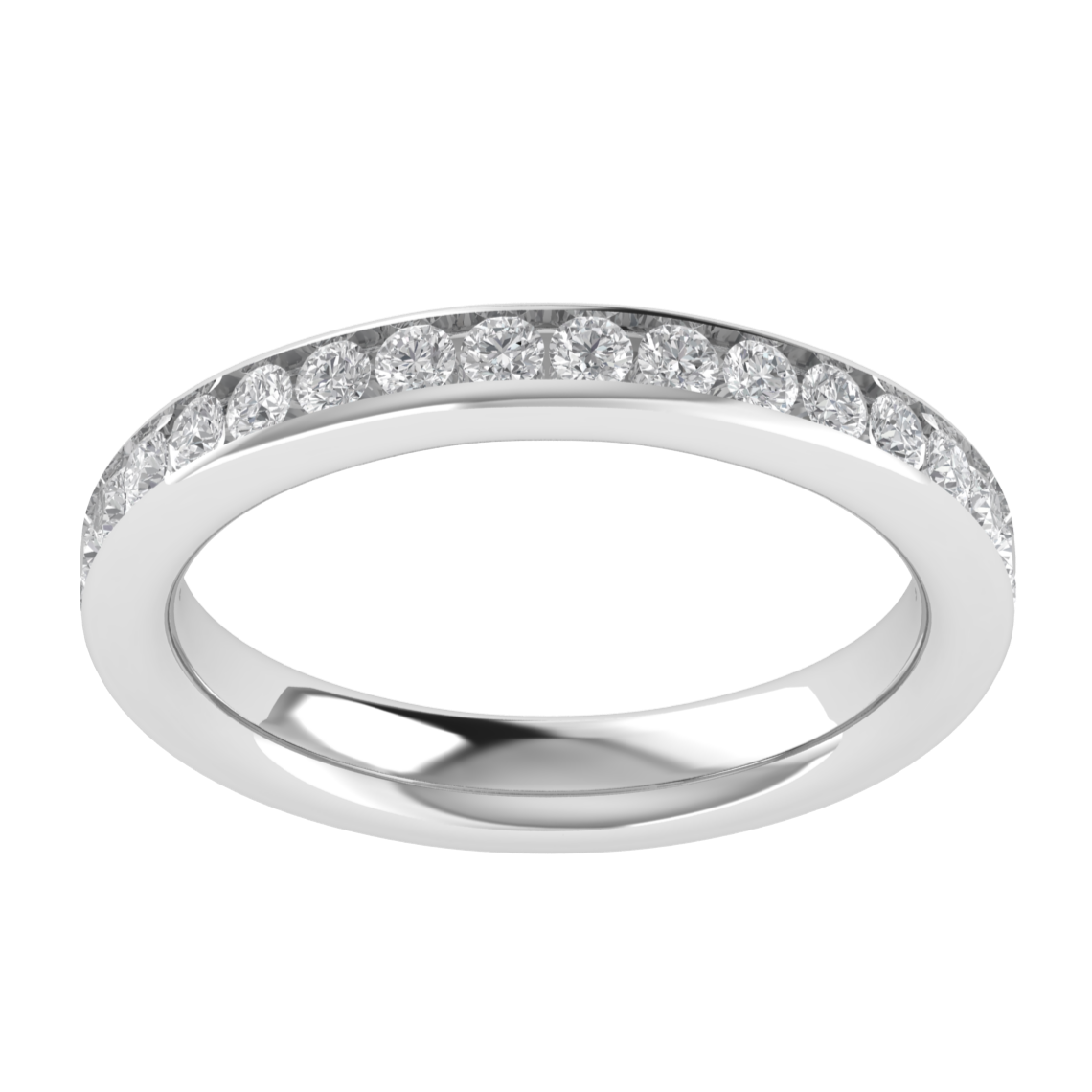 Channel Set Full Eternity Lab Grown Diamond 14K White Gold Wedding Band