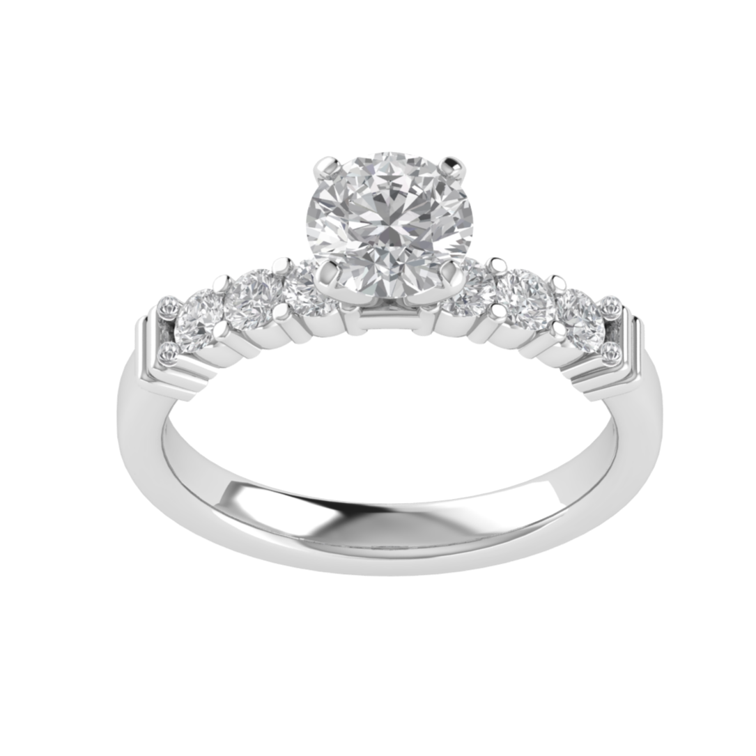 Vintage Inspired Solitaire With Accent Moissanite Engagement Ring